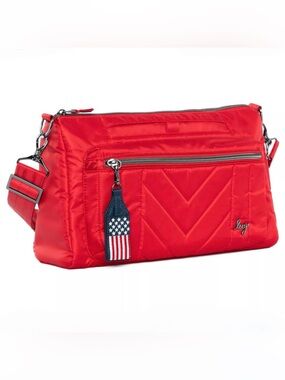 Lug Classic Patriotic Stretch LE Crossbody Bag Poppy Red America Flag Quilted